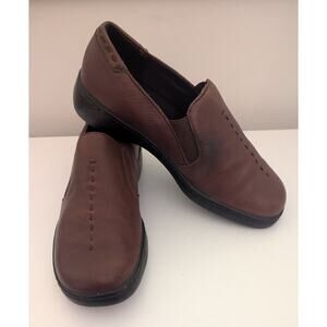 Womens Predictions Leather Collection Slip On Brown Loafers Size 7.5